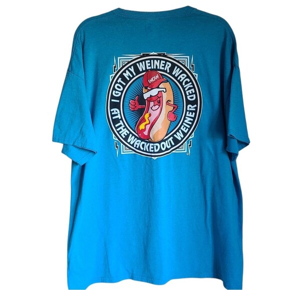 wacked out weiner novelty graphic short sleeve t-shirt blue size 2XL - Picture 1 of 5